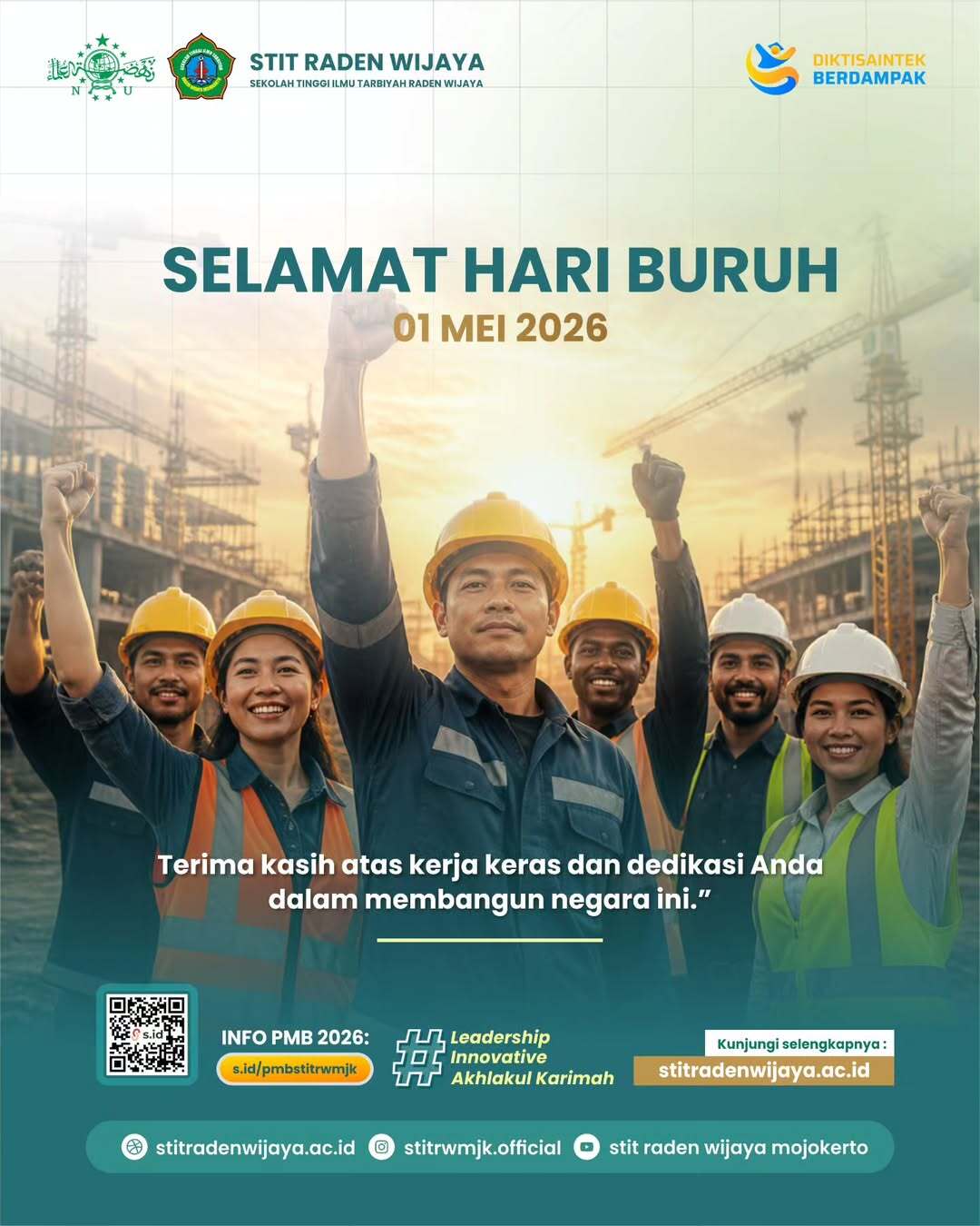 Selamat Hari Buruh 01 Mei 2026.Terima kasih atas kerja keras dan dedikasi Anda dalam membangun